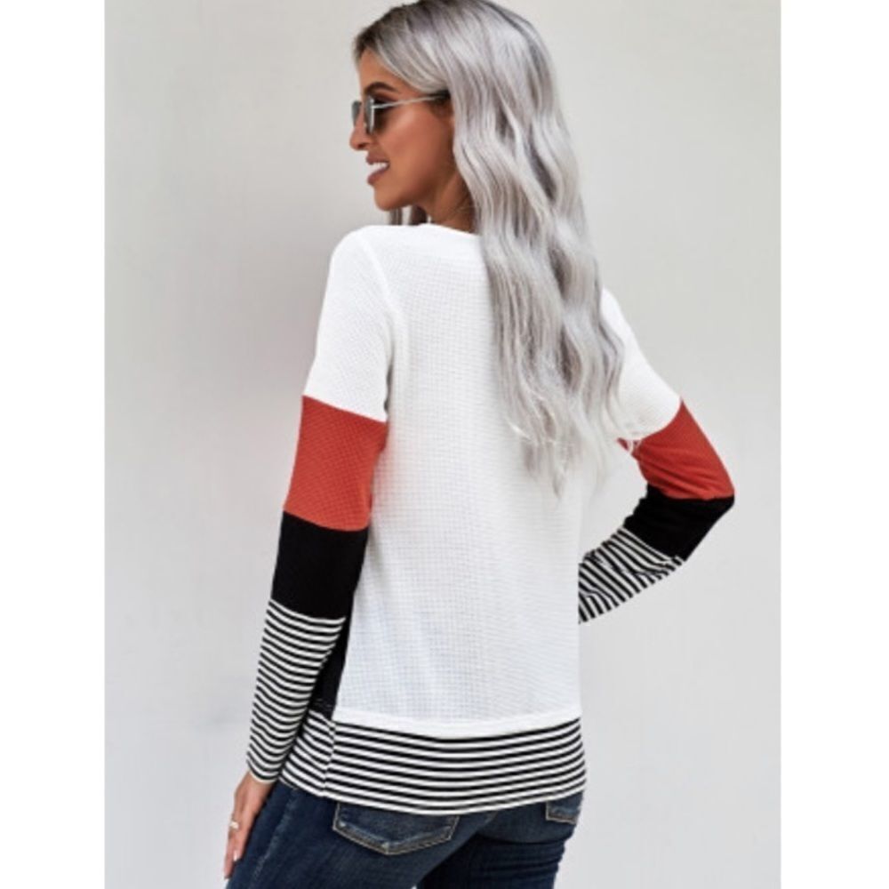 Colorblock Splicing Stripes Top - Picture 3 of 8